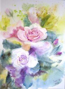 Rosenflüstern im Farbenmeer, 30 x 40 cm