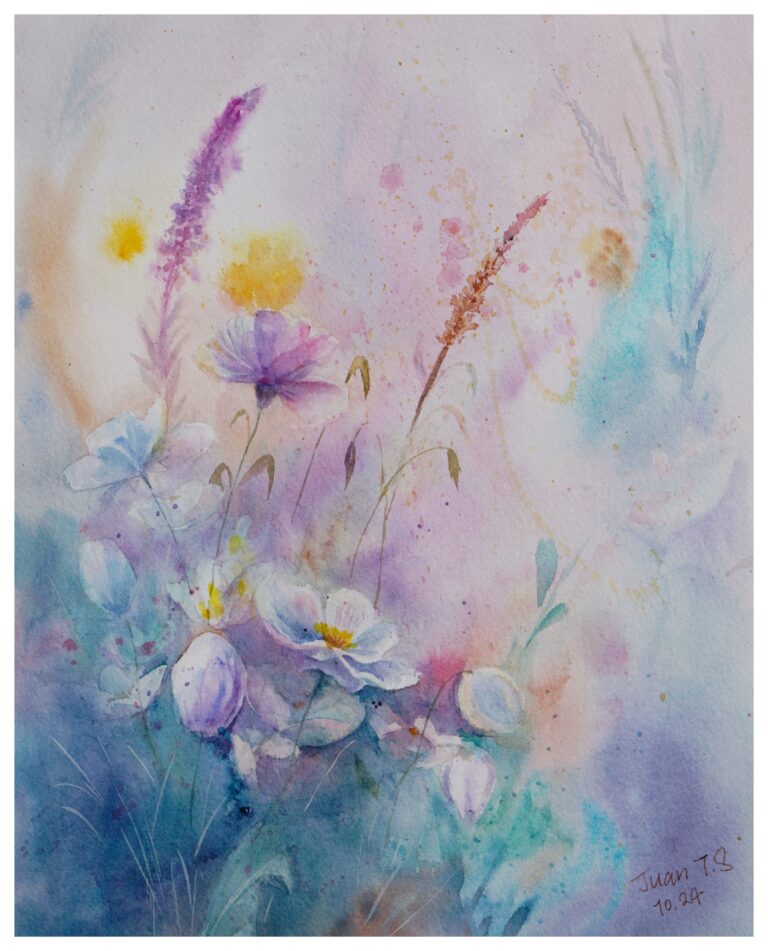 Watercolor, Blüten im Elfenhain