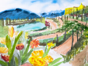 watercolor, Sommer in der Toskana,