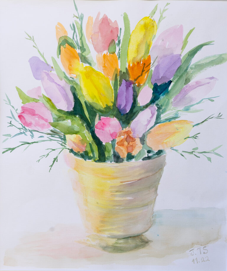 watercolor, Tulpenstrauß