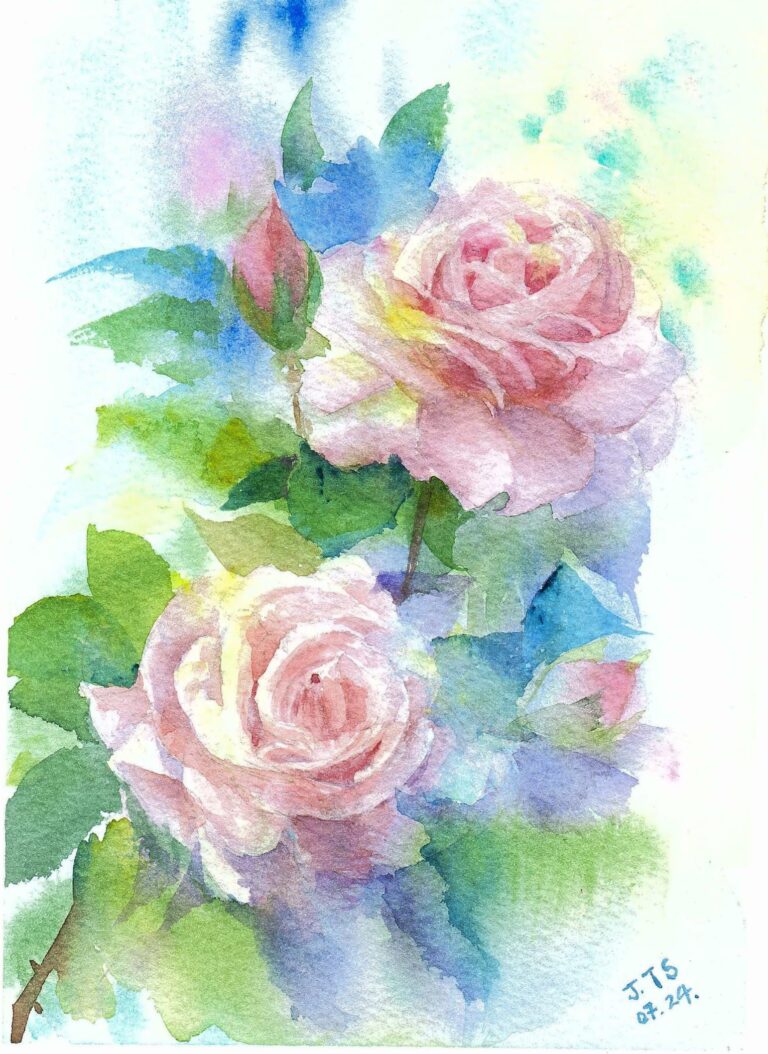 Watercolor, zwei Rosen